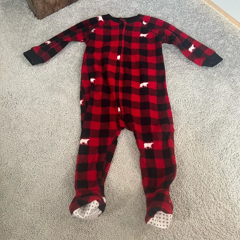 The Children's Place Red and Black Plaid Footies